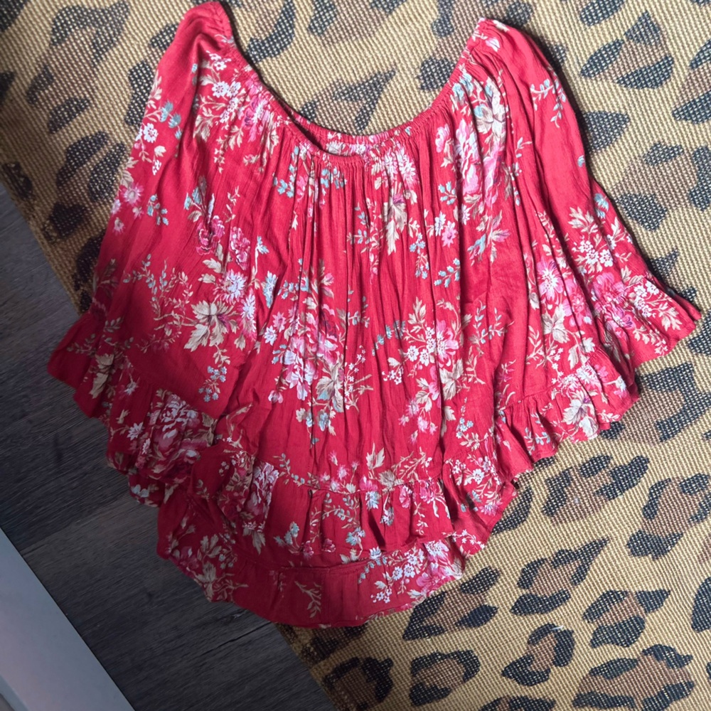 Ralph Lauren Red and White Floral blouse